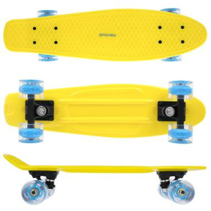 FISH Pennyboard se svíticími LED kolečky, žlutý