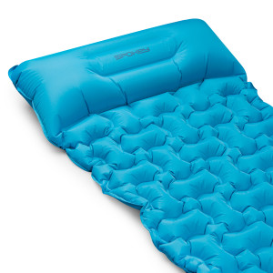 AIR BED PILLOW BIG Nafukovací matrac s vankúšikom, 213 x 62 x 6 cm, R-Value 2.5, modrá