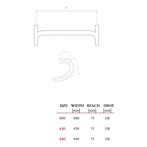 FORCE riadítka WILIER BARRA SL - 420 mm - z demontáže