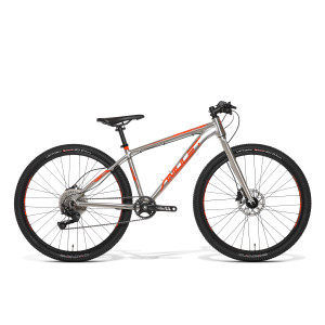 detský bicykel AMULET 27,5 Youngster 1.10, alu brúsený transparentný/oranžový lesklý, 2022