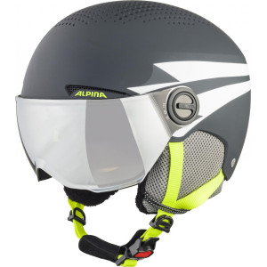 ALPINA Juniorská lyžiarska prilba ZUPO VISOR charcoal-neon mat